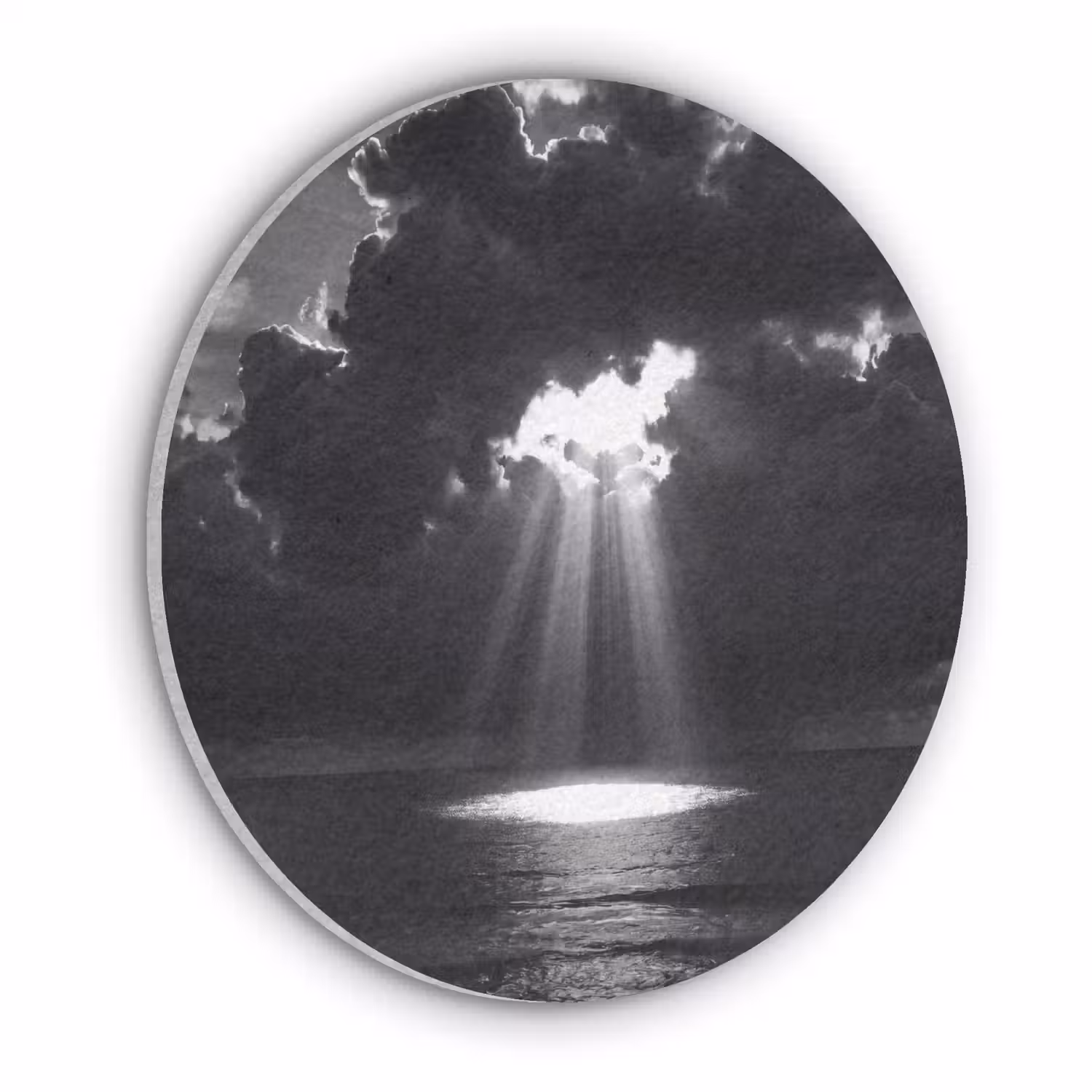Licht - Wolken - Zee - Zwart-wit - Natuur Akoestische PET Vilt - Rond klein -3d