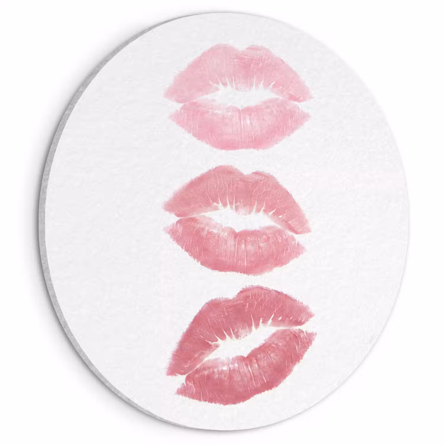 Lippen - Kusafdruk - Roze - Modern - Abstract Akoestische PET Vilt - Rond klein -3d
