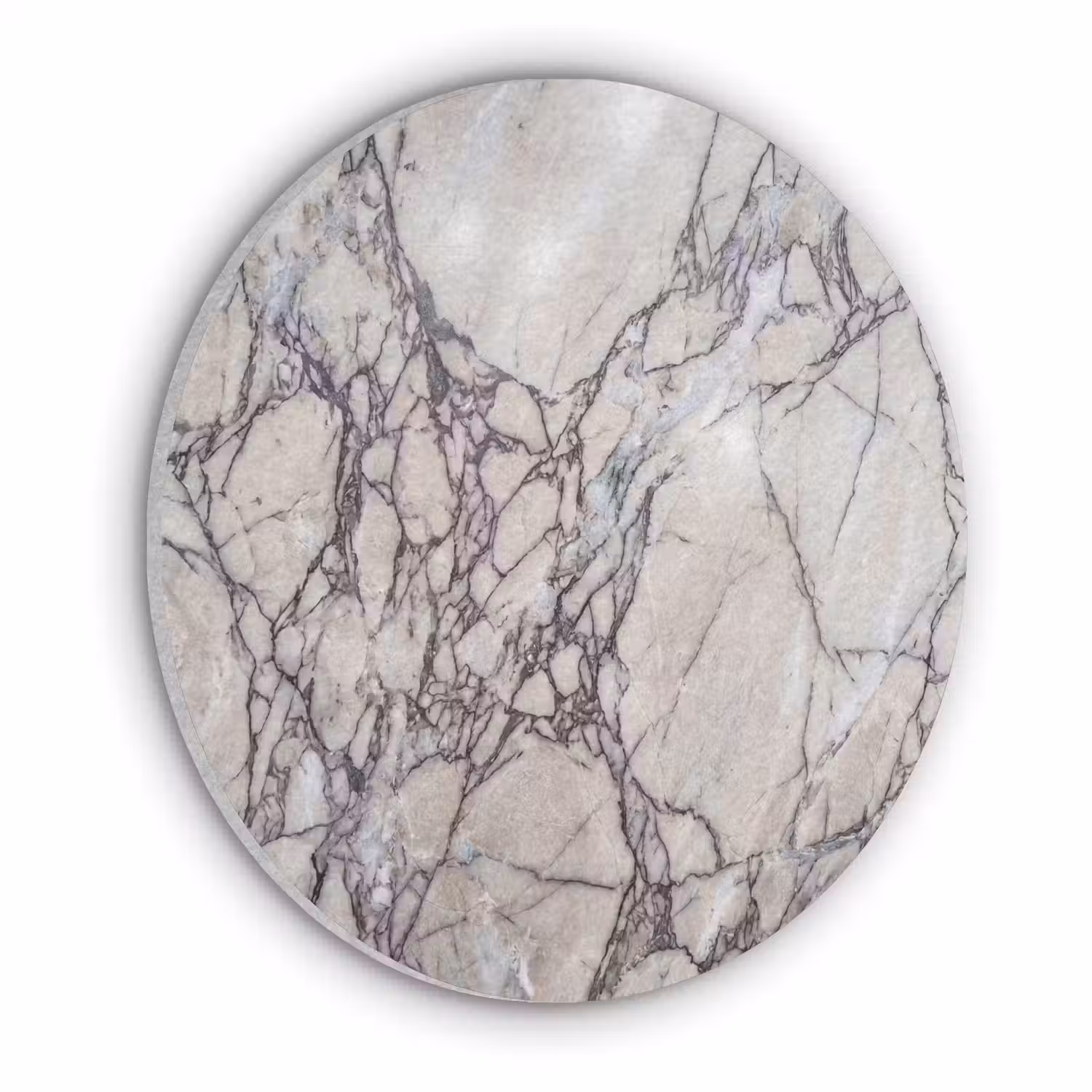 Marmer - Aderen - Patroon - Wit - Grijs Akoestische PET Vilt - Rond klein -3d