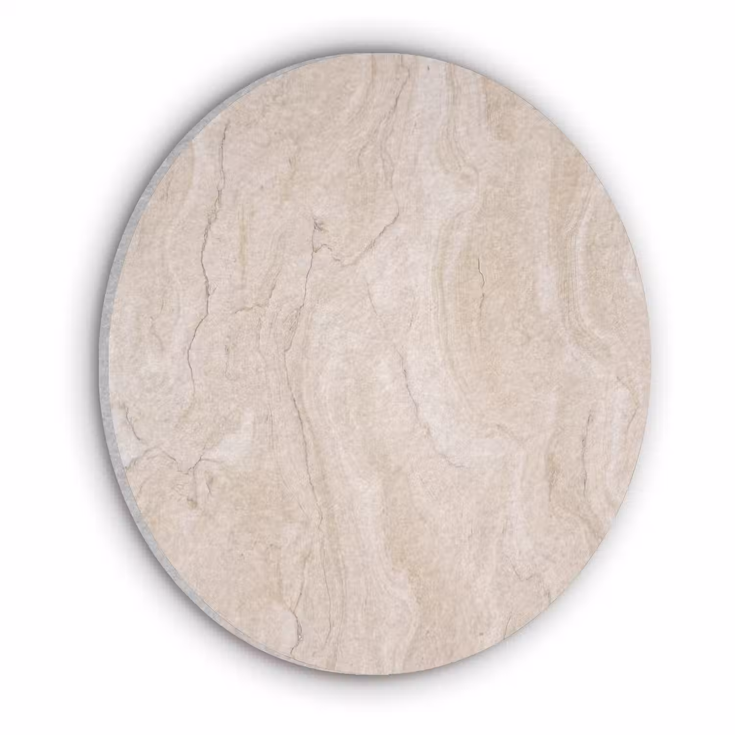 Marmer - Patroon - Beige - Steen - Abstract Akoestische PET Vilt - Rond klein -3d
