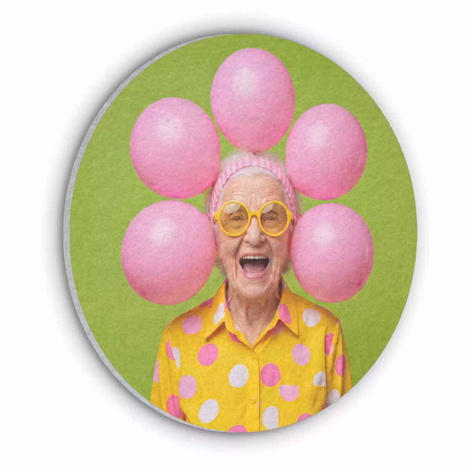 Mens - Ballonnen - Feest - Kleurrijk - Roze Akoestische PET Vilt - Rond klein -3d