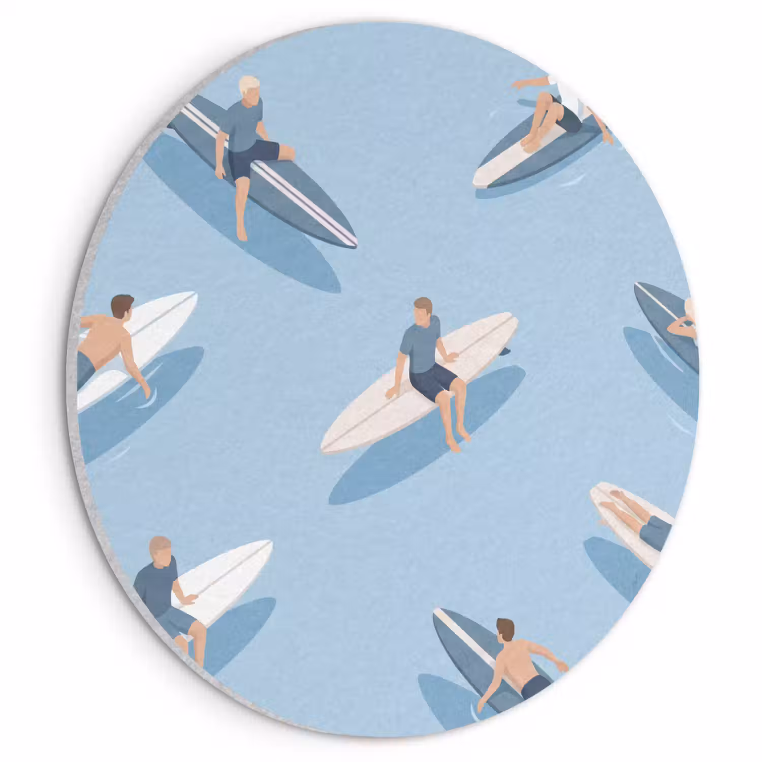 Mensen - Surfen - Water - Zomer - Illustratie Akoestische PET Vilt - Rond klein -3d