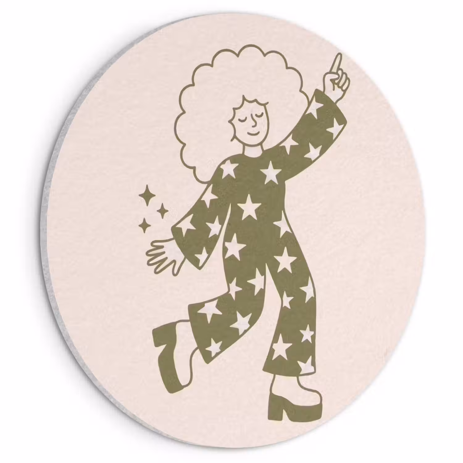 Mensen - Dansend - Feest - Vintage - Groen Akoestische PET Vilt - Rond klein -3d