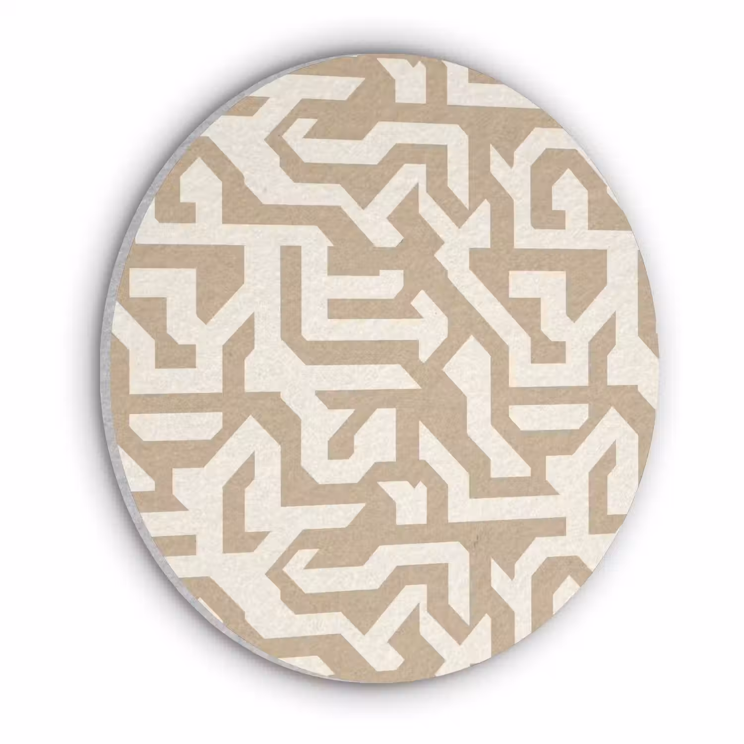 Modern - Abstract - Beige Akoestische PET Vilt - Rond klein 838 -3d