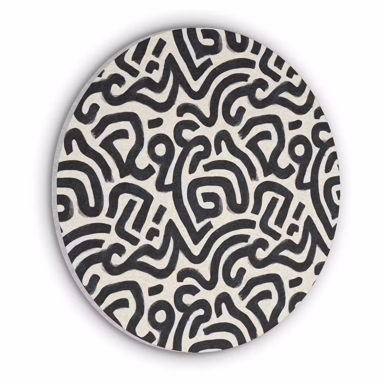 Modern - Abstract - Zwart Akoestische PET Vilt - Rond klein 838 -3d