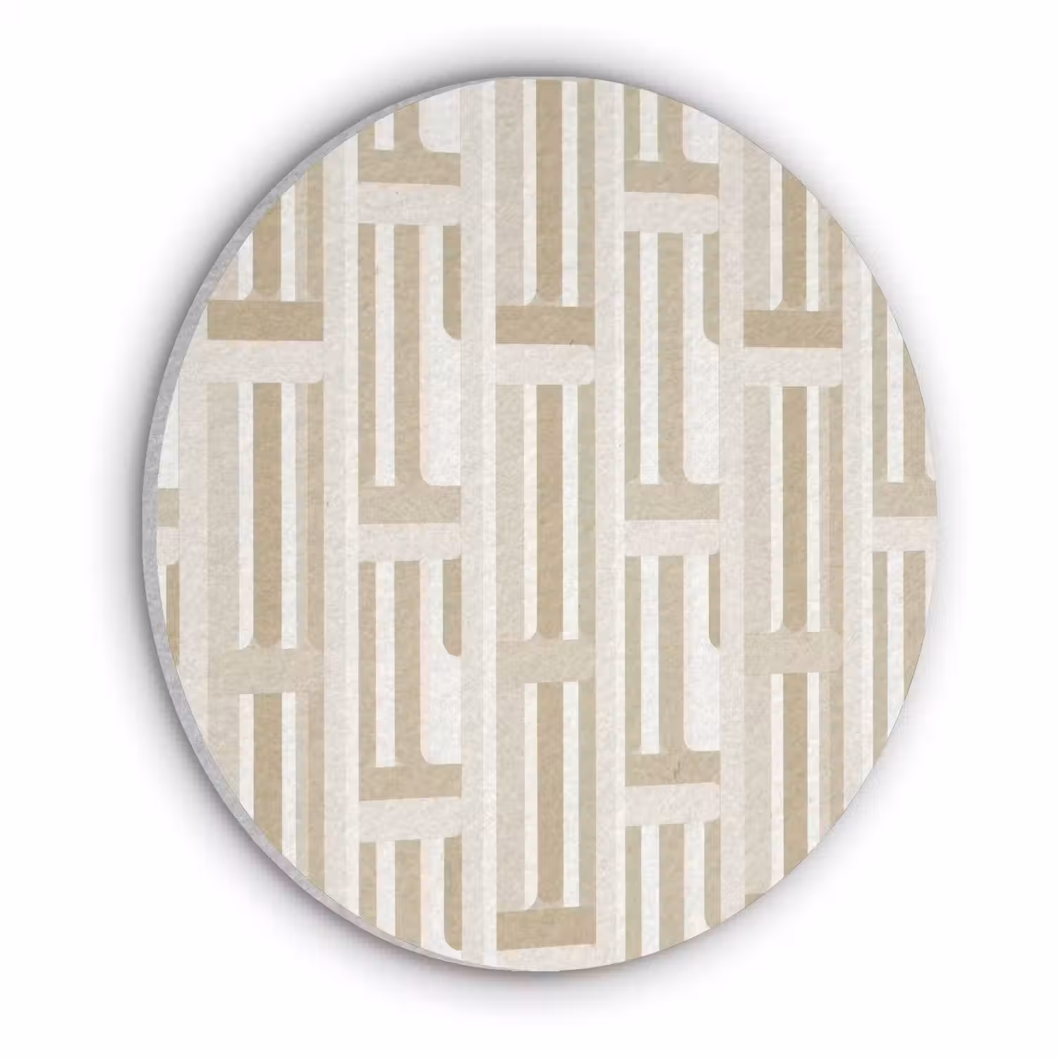 Modern - Geometrisch - Beige Akoestische PET Vilt - Rond klein 838 -3d