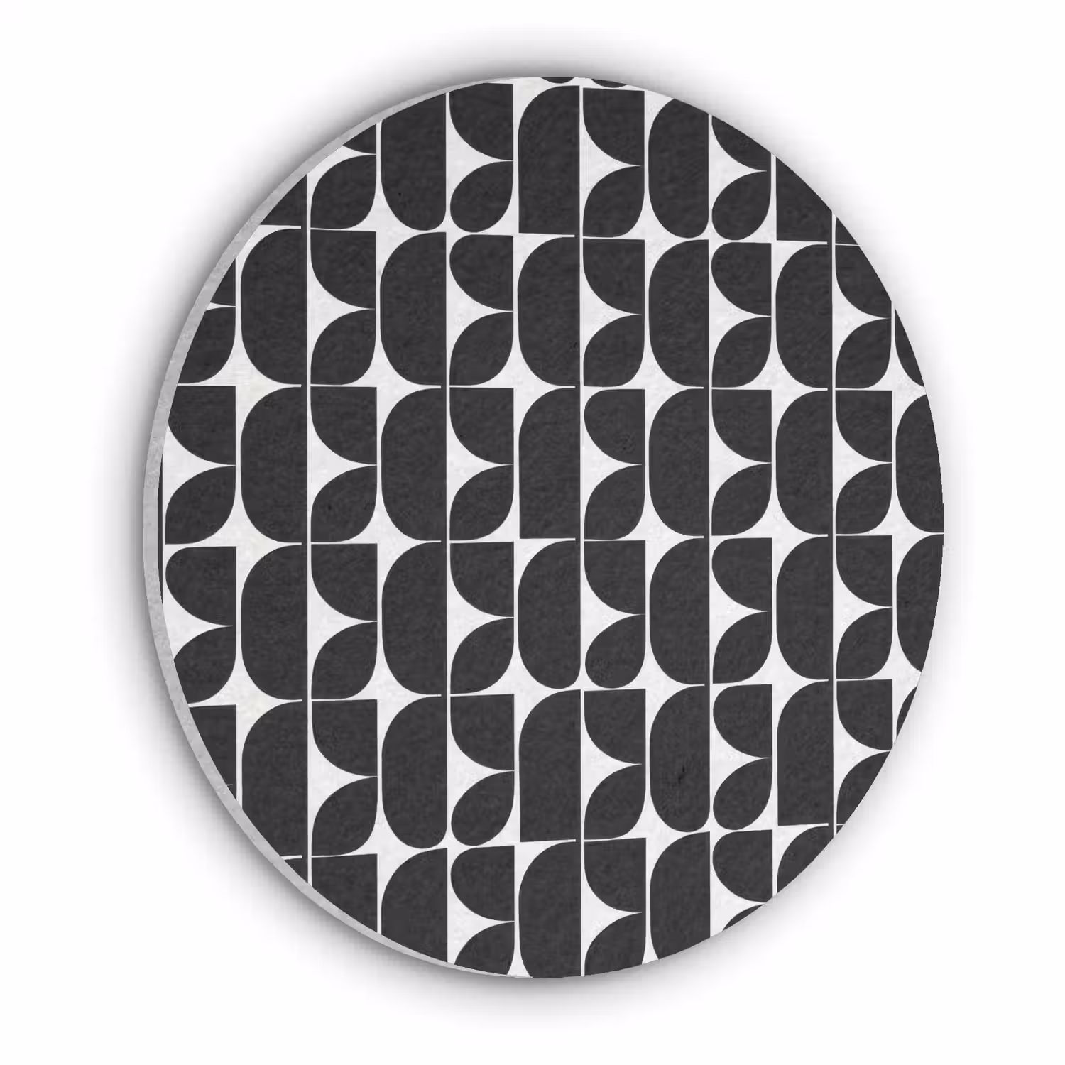 Modern - Geometrisch - Zwart Akoestische PET Vilt - Rond klein 838 -3d