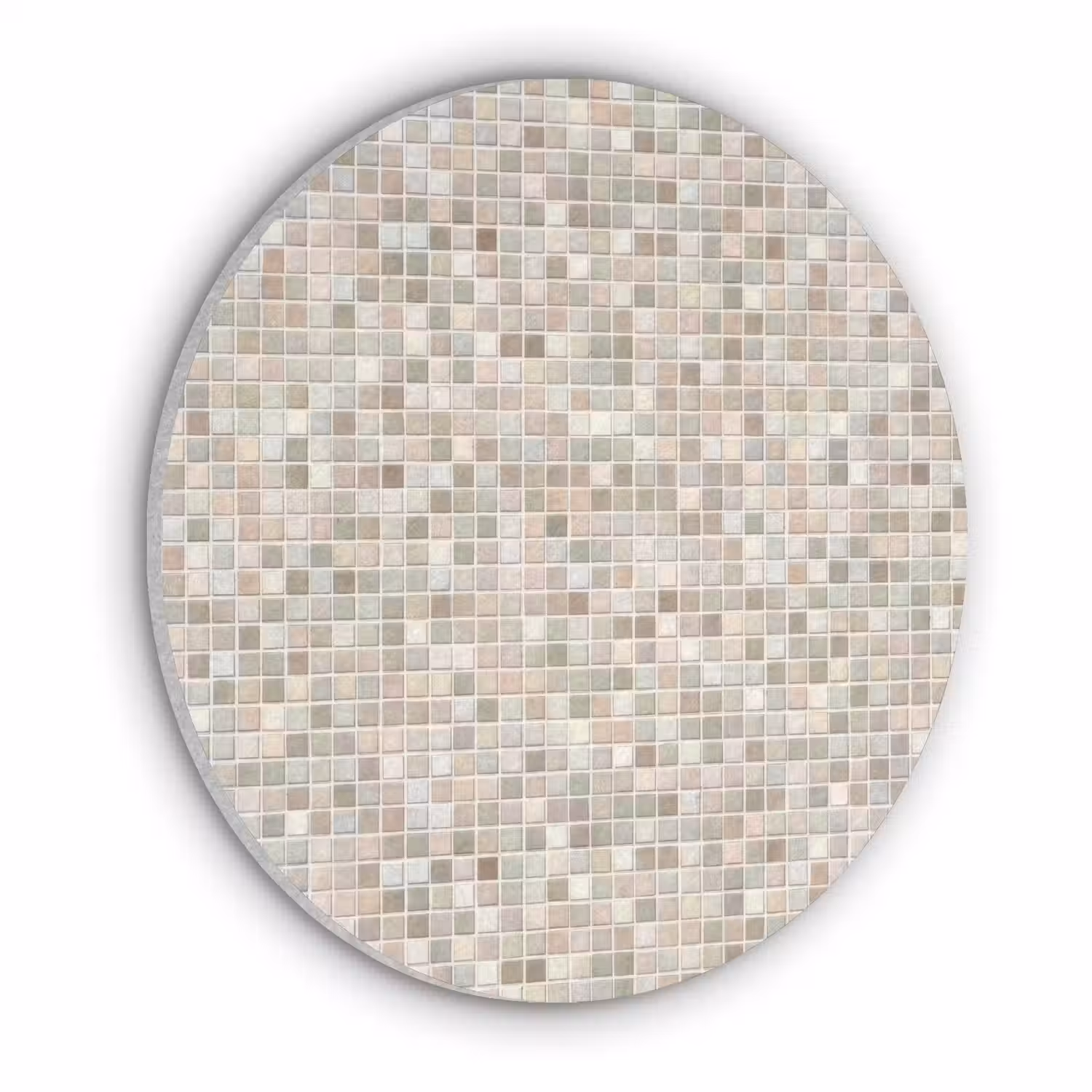 Mozaïek - Patroon- Taupe Akoestische PET Vilt - Rond klein 838 -3d