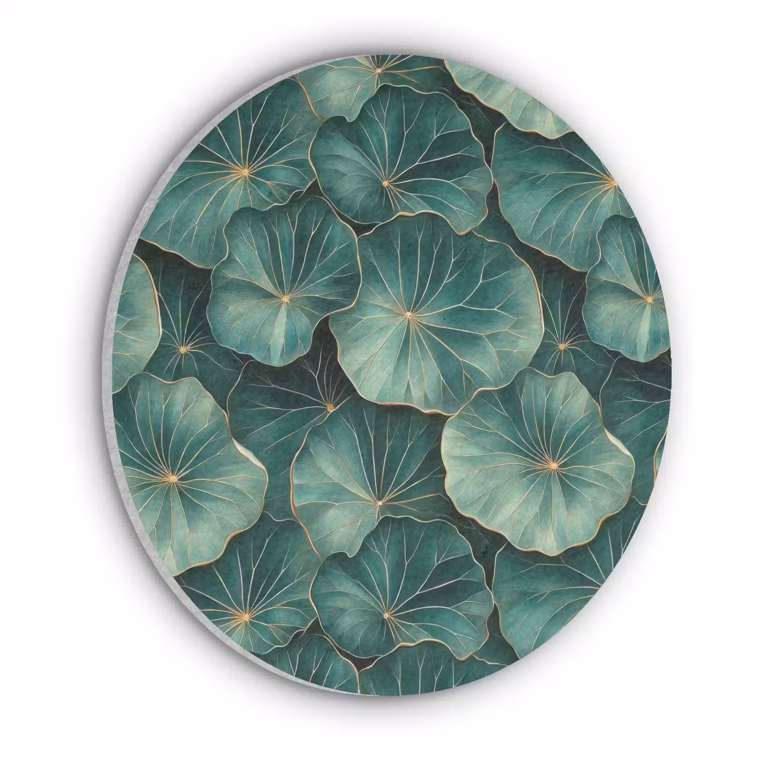 Patroon - Bladeren - Groen Akoestische PET Vilt - Rond klein 838 -3d