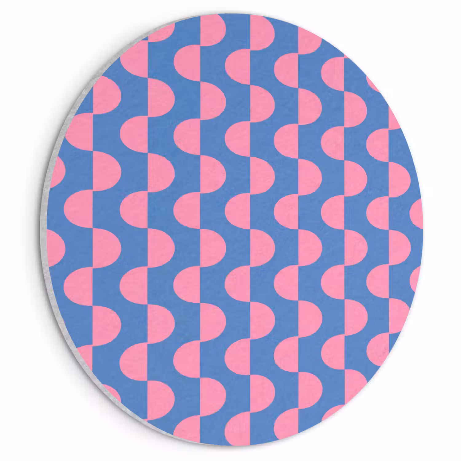 Patroon - Halve cirkels - Abstract - Modern - Roze - Blauw Akoestische PET Vilt - Rond klein -3d