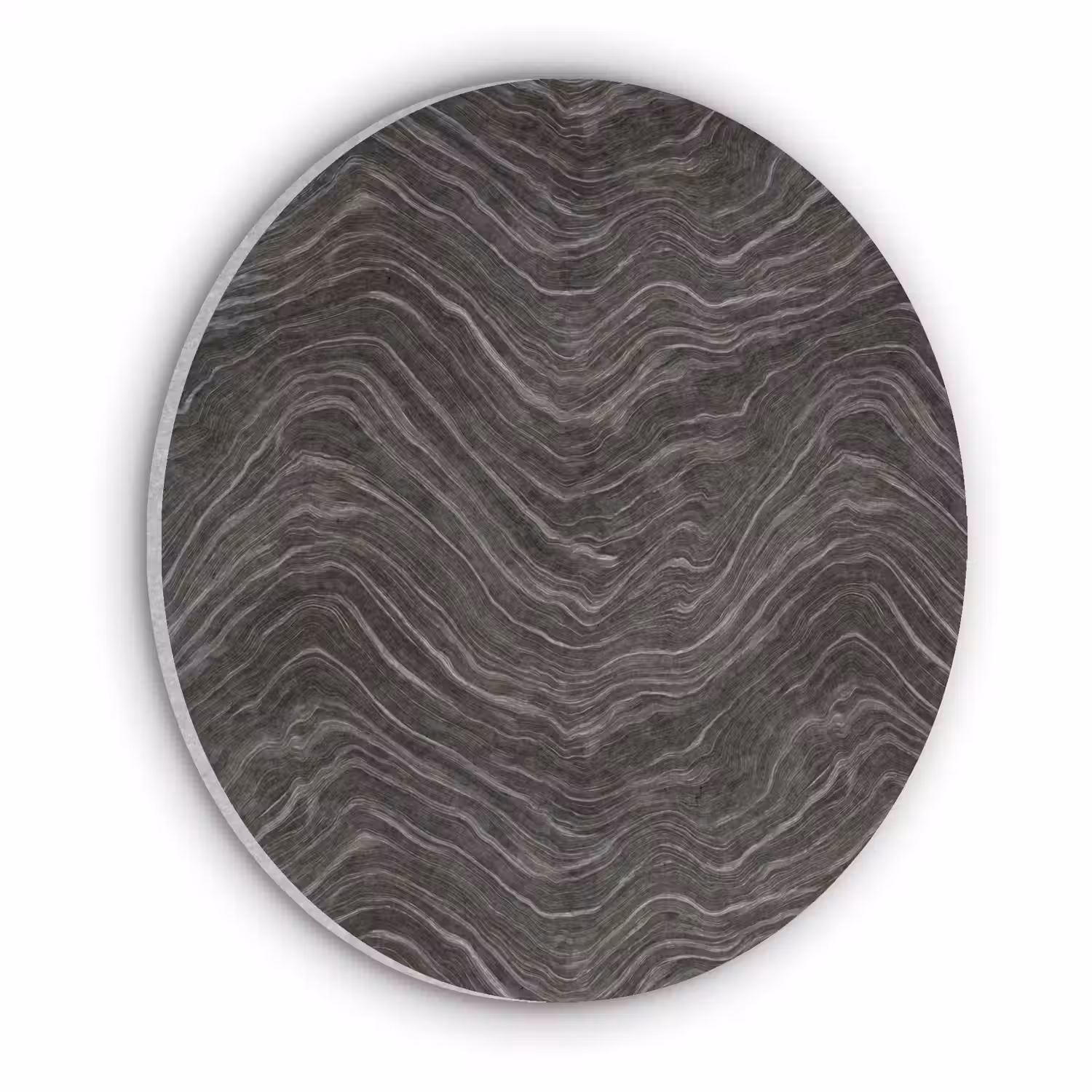 Patroon - Contrast - Antraciet Akoestische PET Vilt - Rond klein 838 -3d