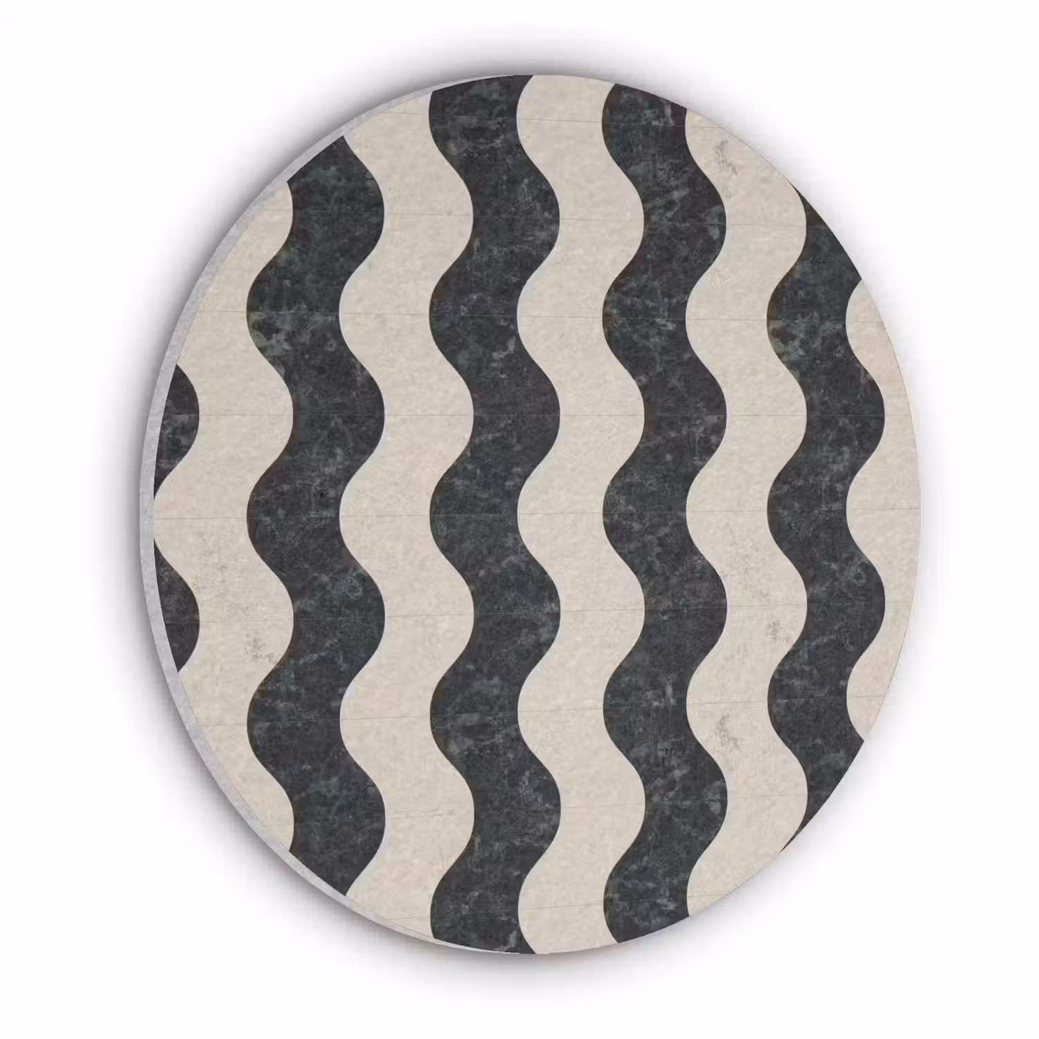 Patroon - Marmer - Groen - Cremé Akoestische PET Vilt - Rond klein 838 -3d