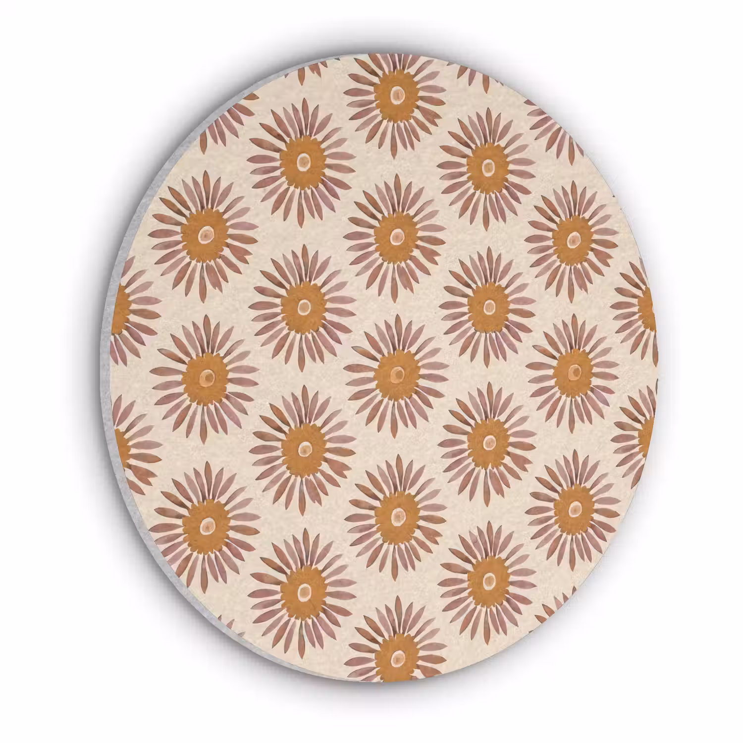 Patroon - Retro - Bruin Akoestische PET Vilt - Rond klein 838 -3d
