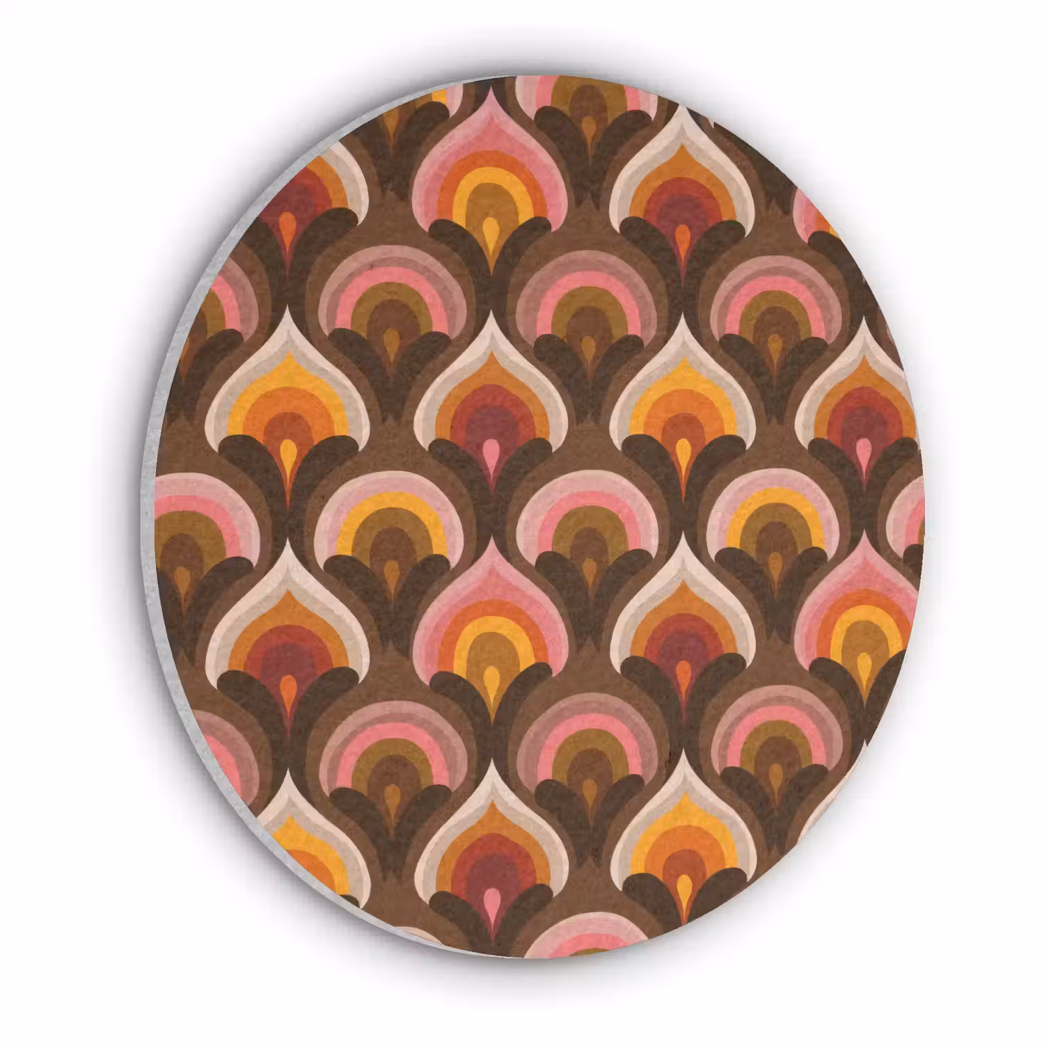 Patroon - Retro - Kleurrijk Akoestische PET Vilt - Rond klein 838 -3d