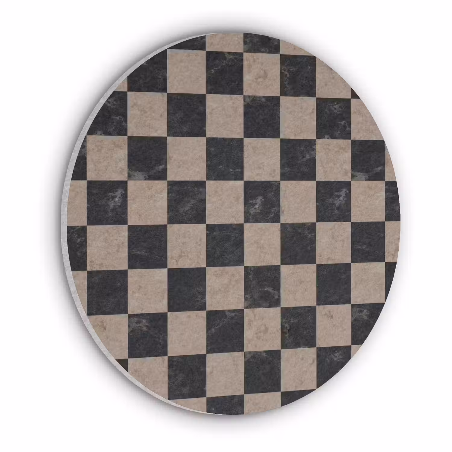 Patroon - Dambord - Marmer Akoestische PET Vilt - Rond klein 838 -3d