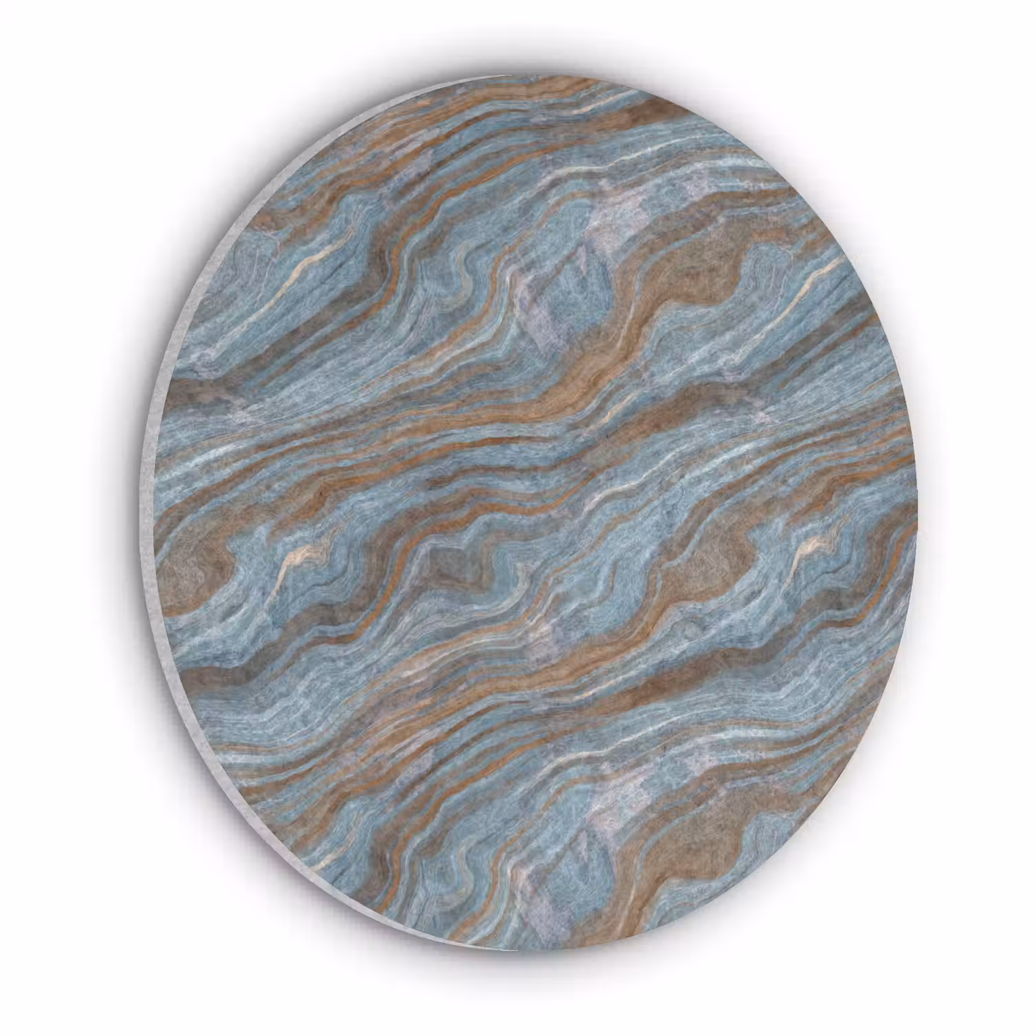 Patroon - Steen - Blauw Akoestische PET Vilt - Rond klein 838 -3d