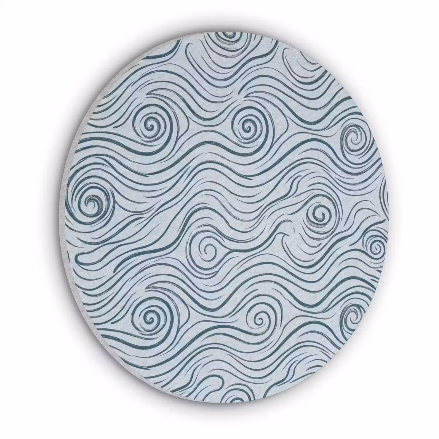 Patroon - Golven - Abstract - Modern - Blauw Akoestische PET Vilt - Rond klein -3d