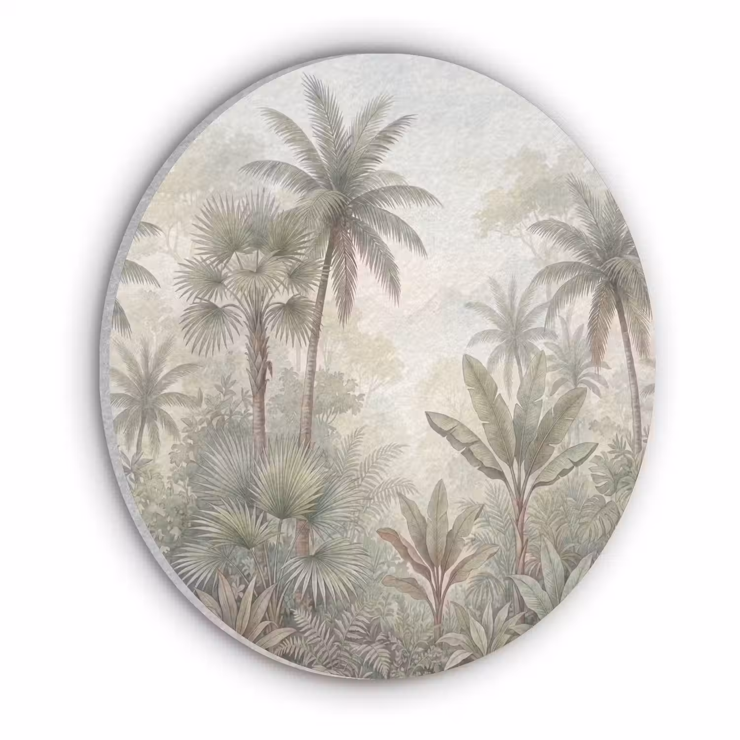 Natuur - Tropisch bos - Landschap - Aquarel - Groen Akoestische PET Vilt - Rond klein -3d