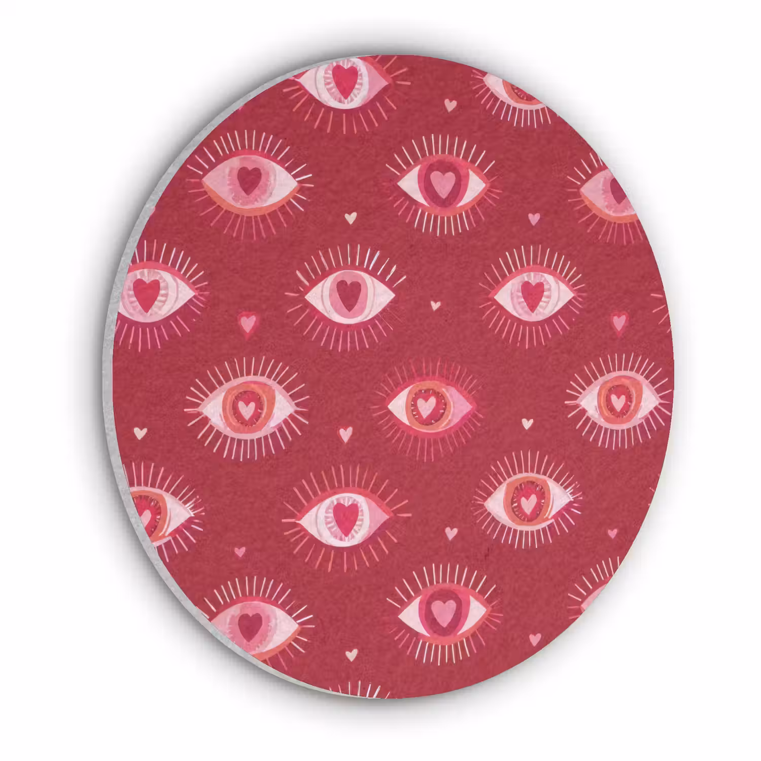 Ogen - Patroon - Roze - Donkerrood Akoestische PET Vilt - Rond klein 838 -3d