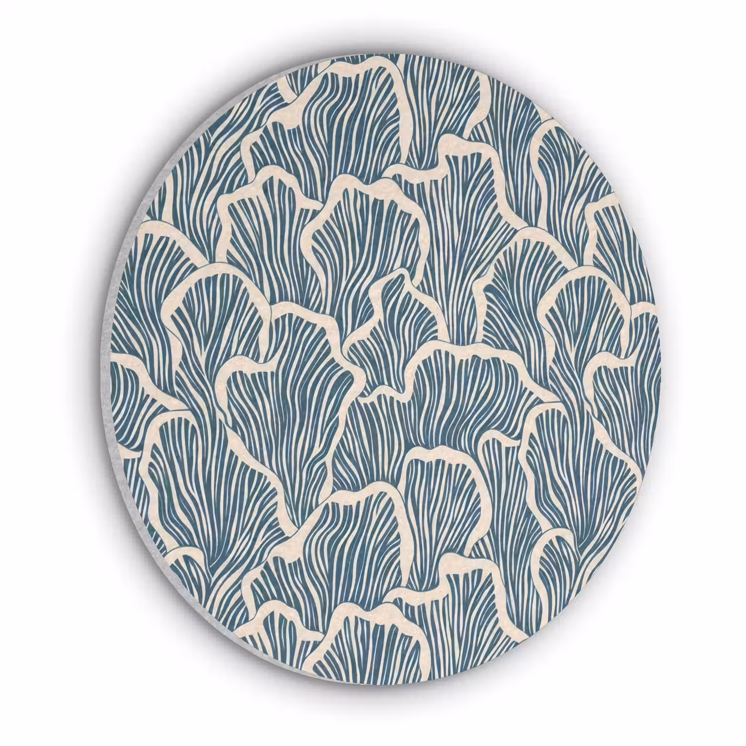 Organisch - Blauw - Crème - Schelpen Akoestische PET Vilt - Rond klein 838 -3d