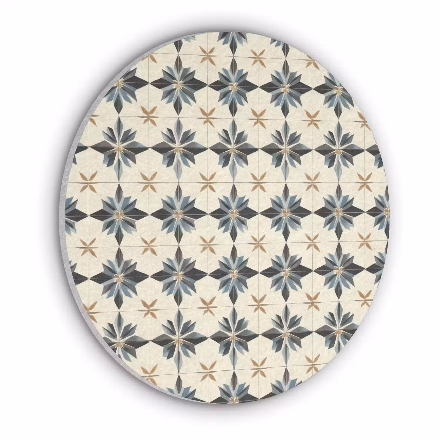 Sierlijk - Ornament - Blauw Akoestische PET Vilt - Rond klein 838 -3d