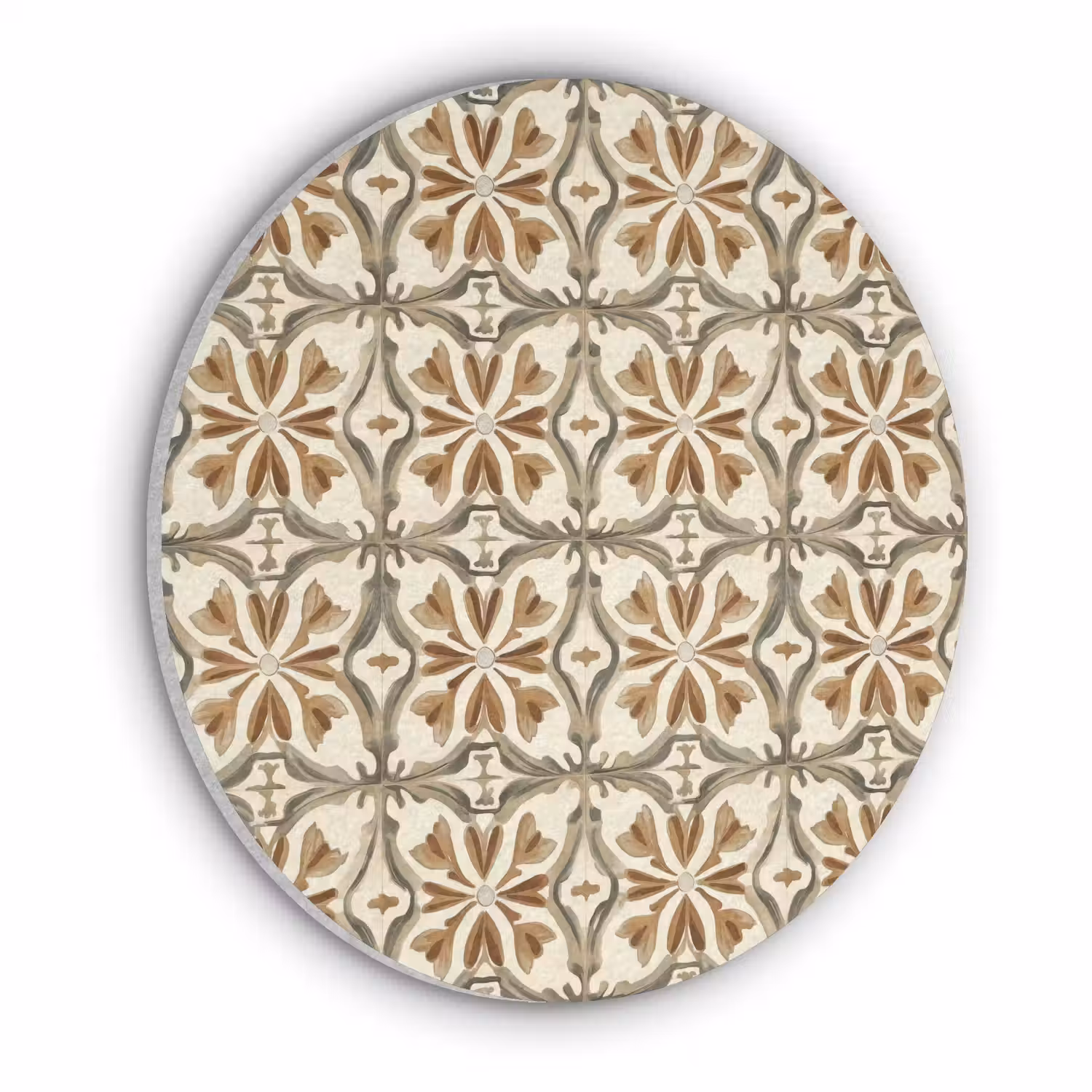 Siertegel - Patroon - Bruin Akoestische PET Vilt - Rond klein 838 -3d