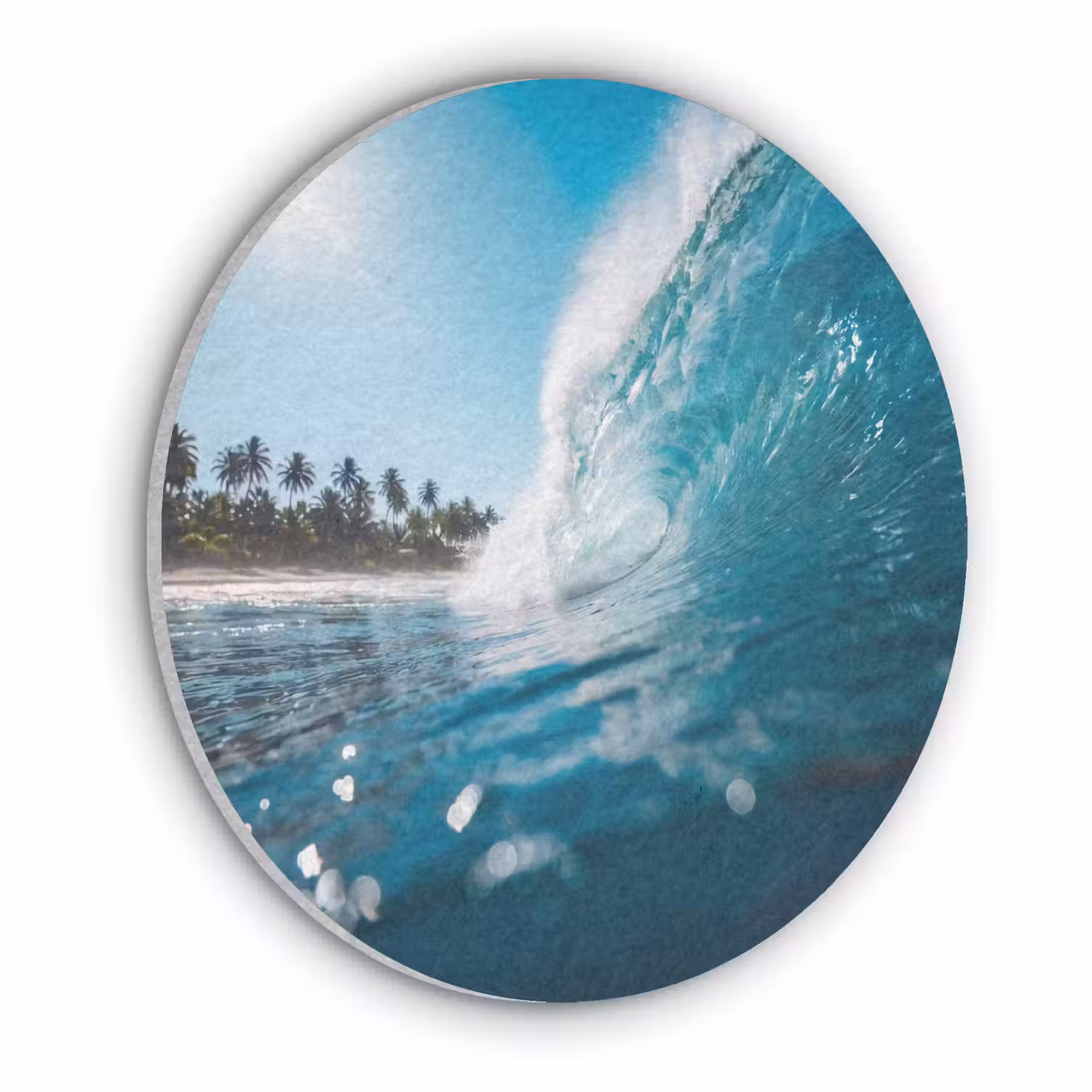 Oceaan - Golf - Strand - Natuur - Blauw Akoestische PET Vilt - Rond klein -3d