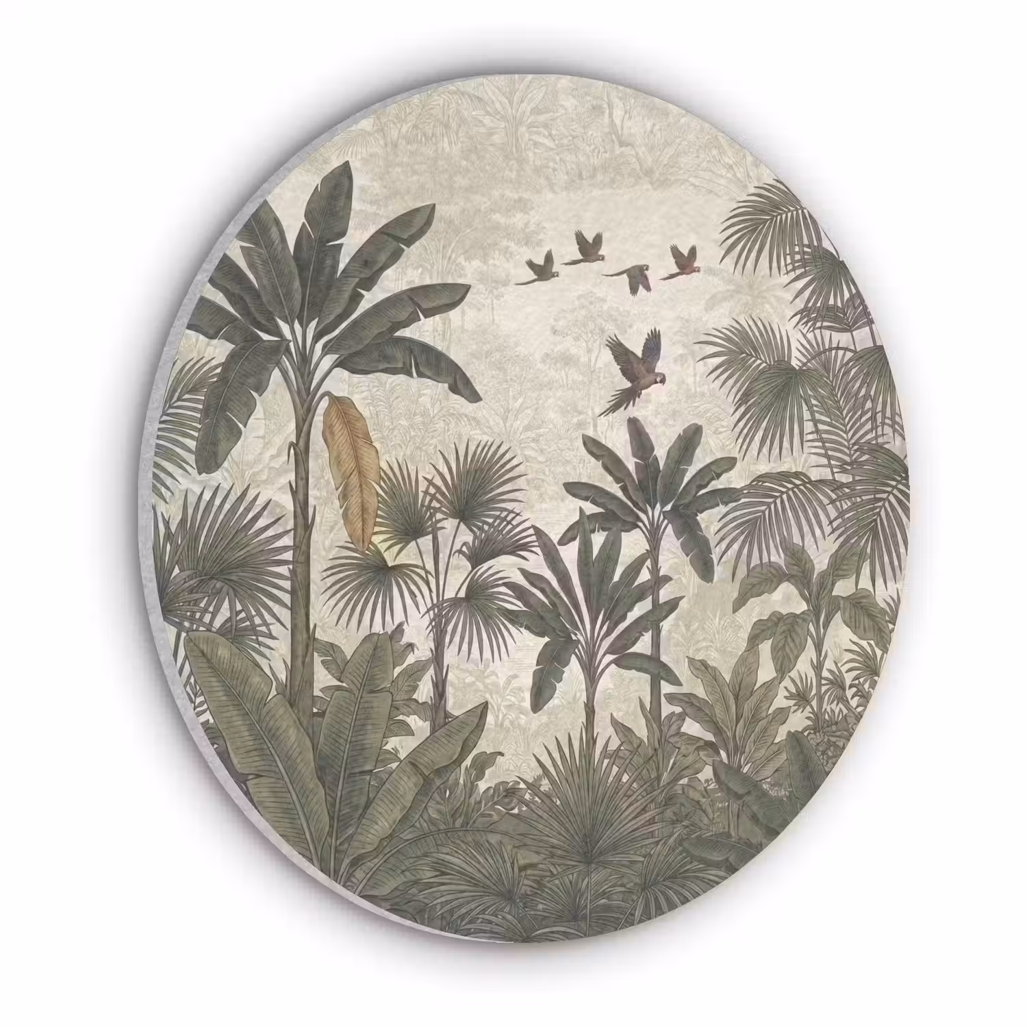 Papagaaien - Jungle - Tropisch - Green Akoestische PET Vilt - Rond klein -3d