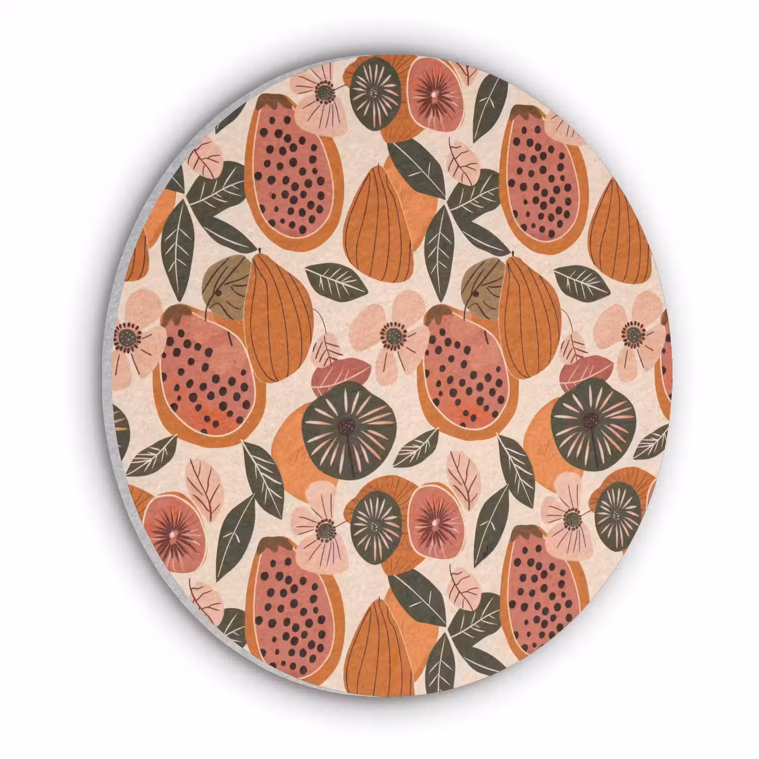 Papaja - Bloesem - Oranje Akoestische PET Vilt - Rond klein 838 -3d