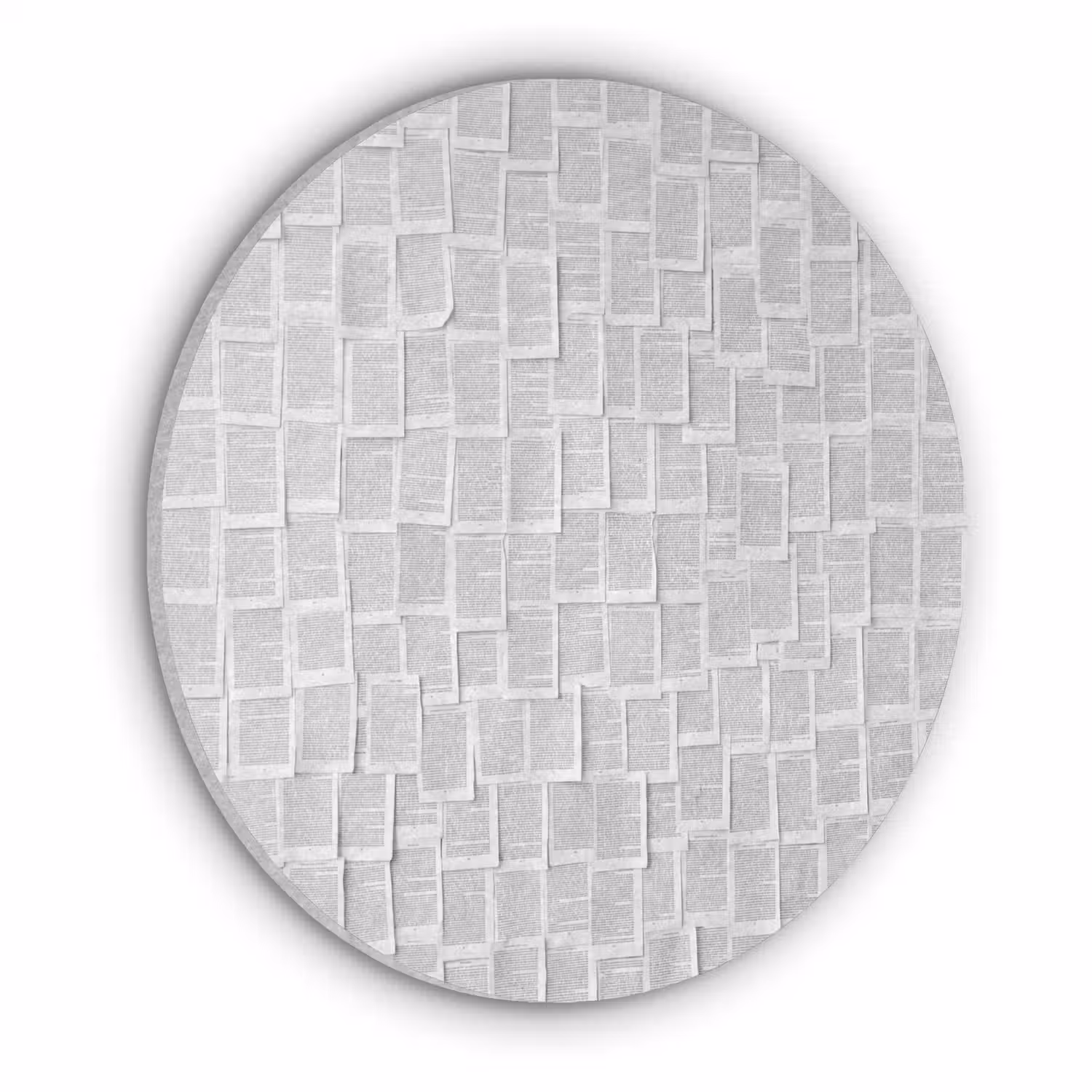 Papier - Overlappend - Textuur - Modern - Wit Akoestische PET Vilt - Rond klein -3d