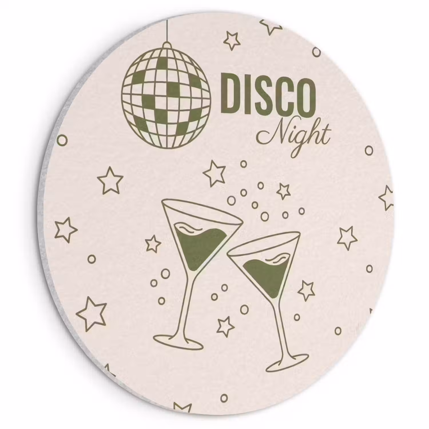 Feest - Disco - Drank - Illustratie - Groen Akoestische PET Vilt - Rond klein -3d
