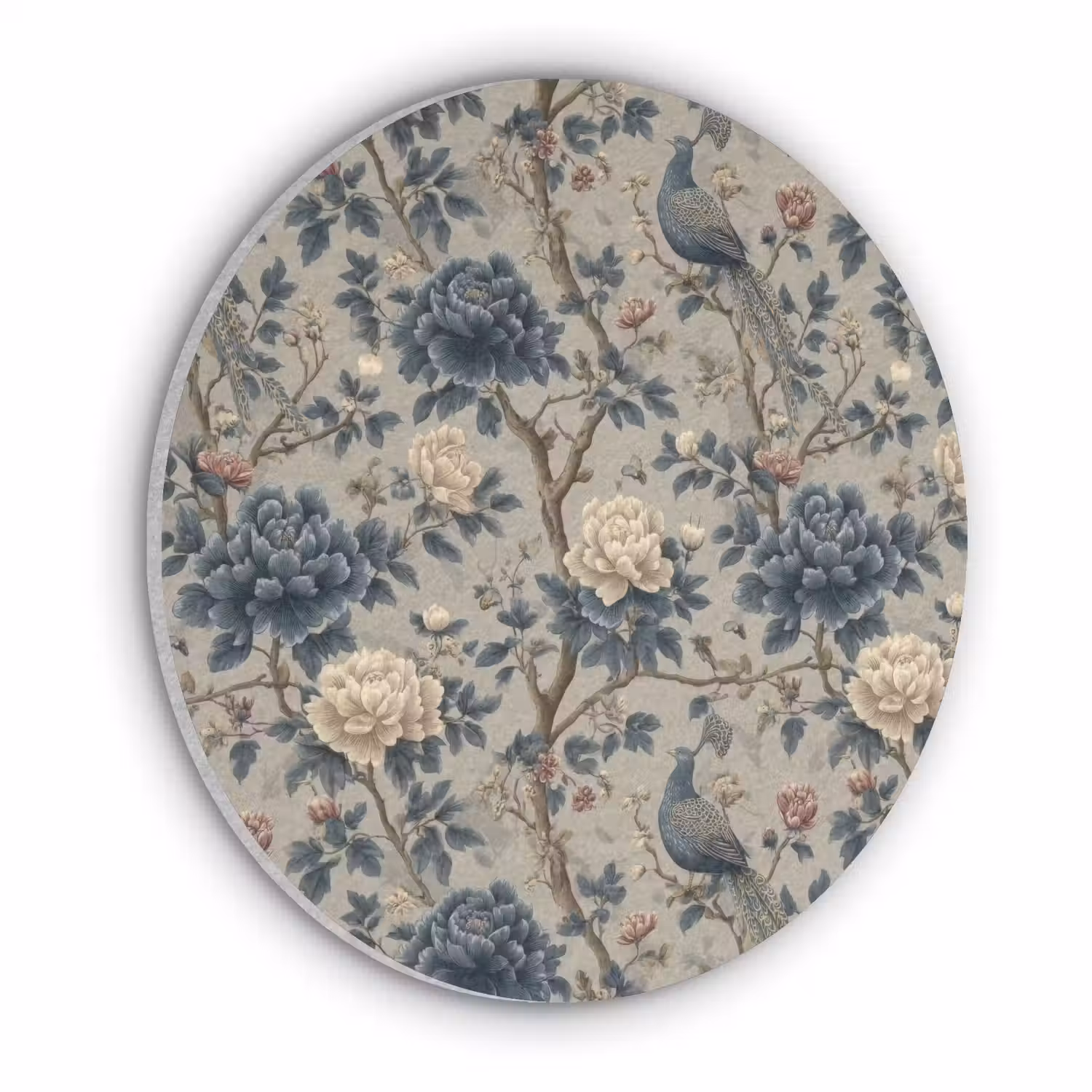 Pauw - Bloemen - Blauw Akoestische PET Vilt - Rond klein 838 -3d