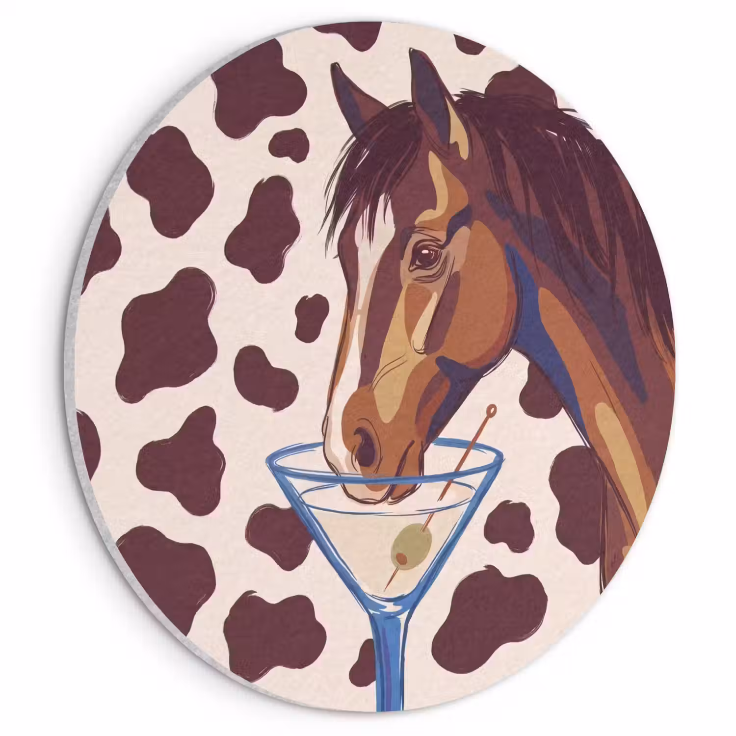 Paard - Martini - Dieren - Abstract - Bruin Akoestische PET Vilt - Rond klein -3d