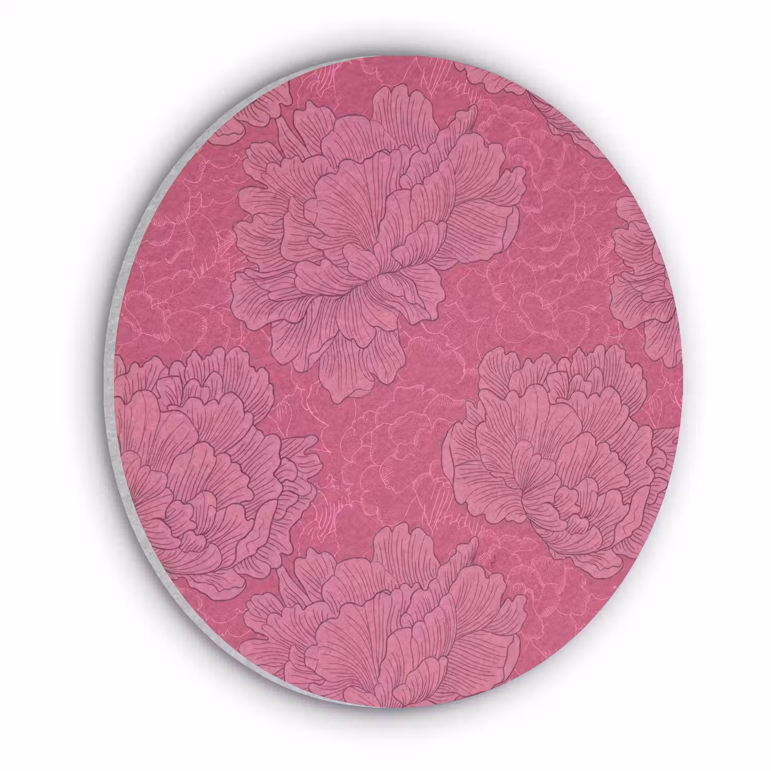 Pioenrozen - Energiek - Roze Akoestische PET Vilt - Rond klein 838 -3d