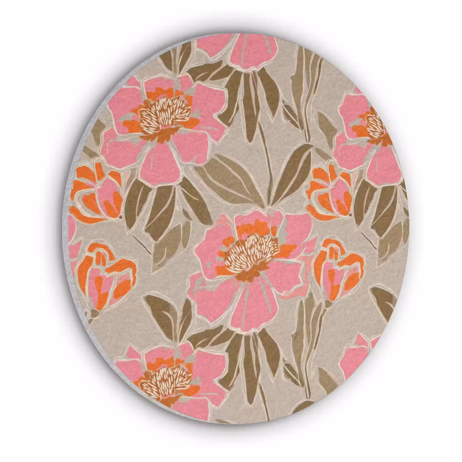Pioenrozen - Patroon - Roze Akoestische PET Vilt - Rond klein 838 -3d