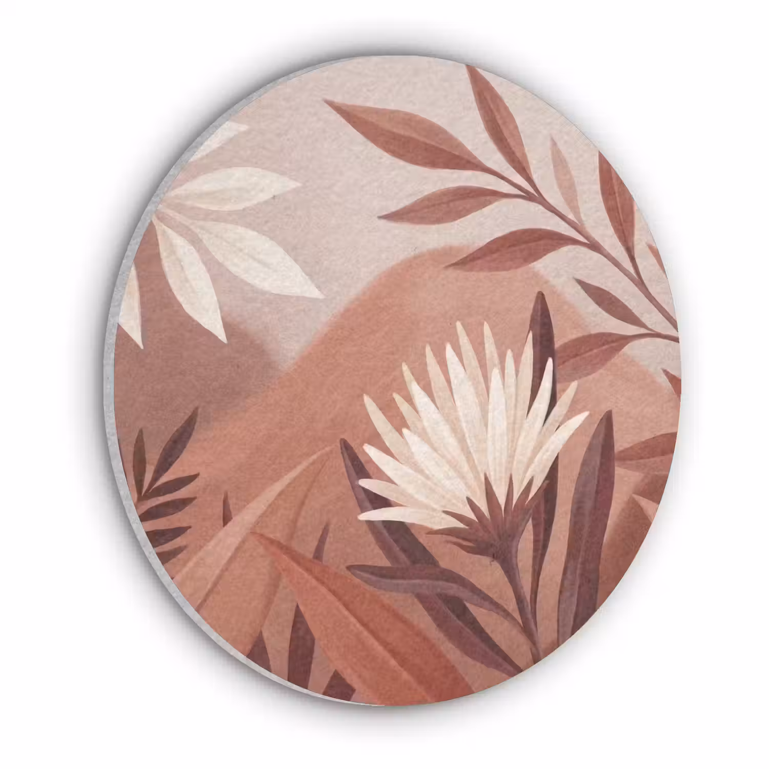 Planten - Bladeren - Botanisch - Modern - Bruin Akoestische PET Vilt - Rond klein -3d