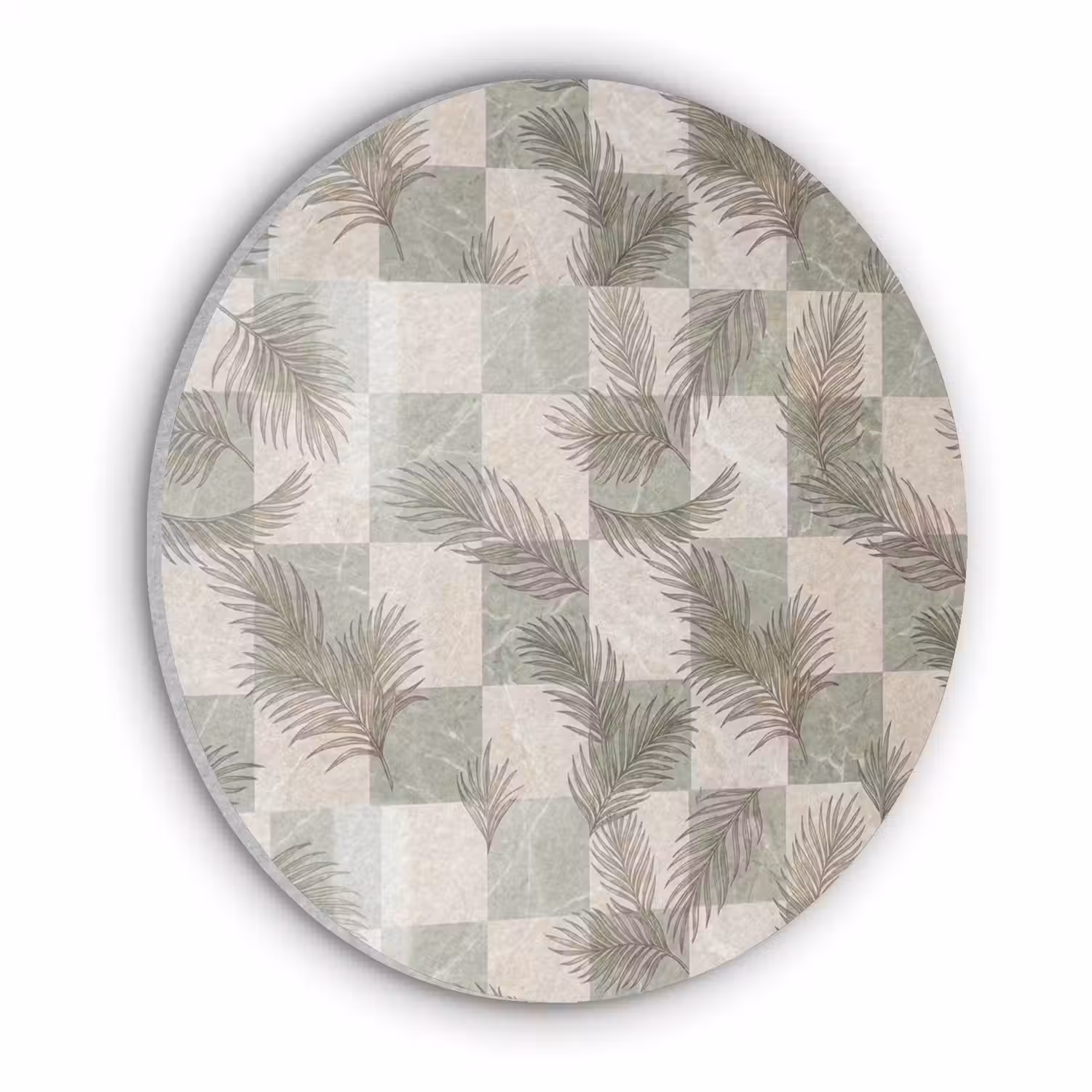Planten - Bladeren - Marmer - Modern - Groen Akoestische PET Vilt - Rond klein -3d