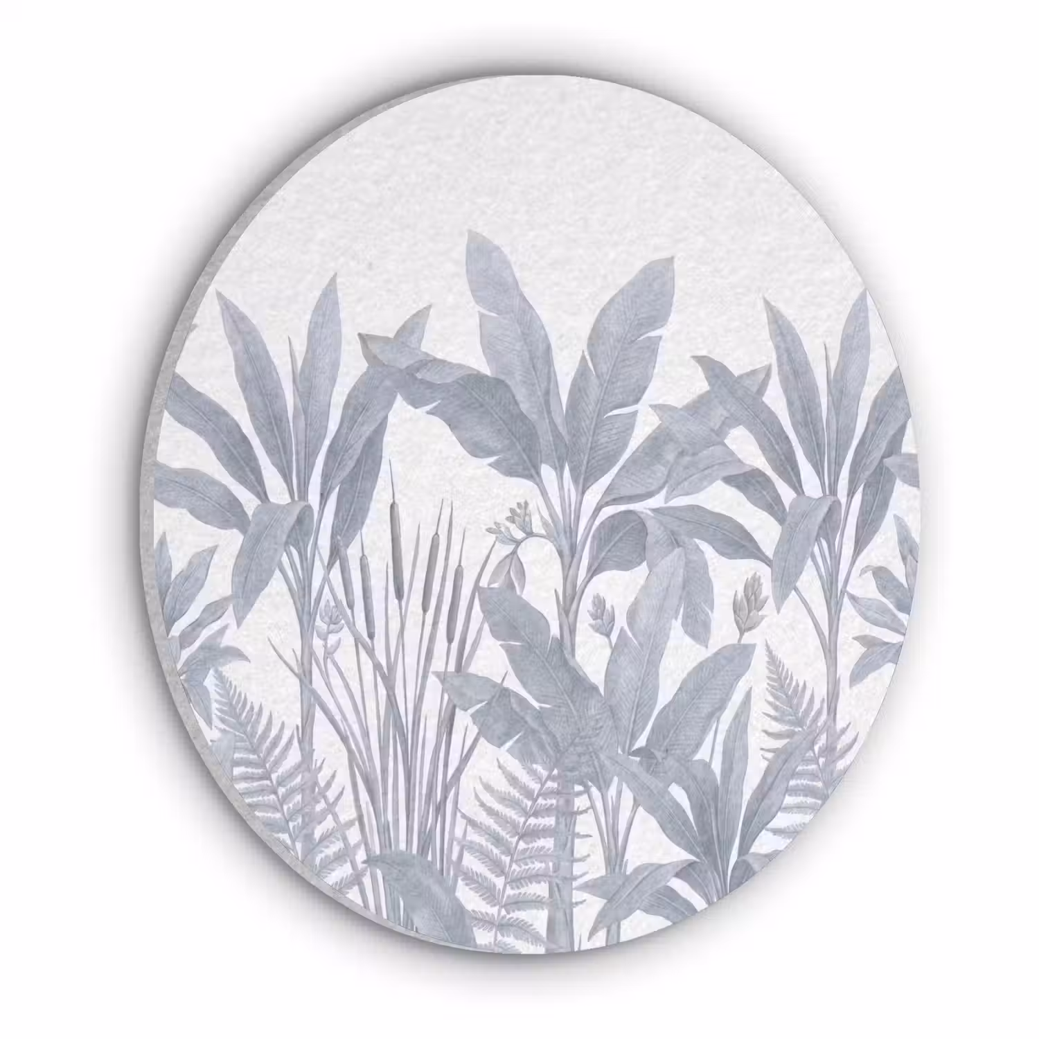 Planten - Bladeren - Natuur - Grijs Akoestische PET Vilt - Rond klein -3d