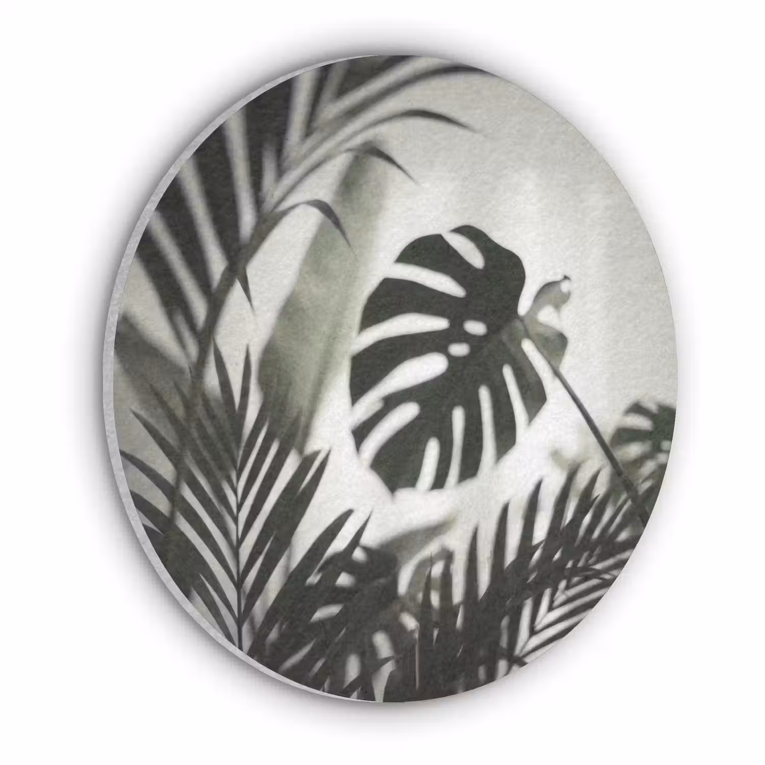 Planten - Bladeren - Natuur - Minimalistisch - Groen Akoestische PET Vilt - Rond klein -3d