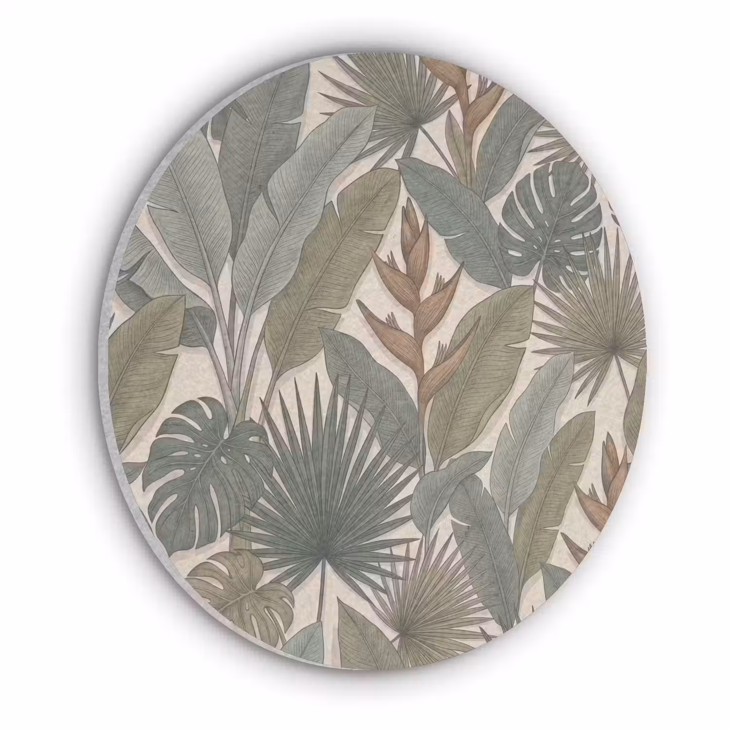 Planten - Tropisch - Natuur - Illustratie - Groen Akoestische PET Vilt - Rond klein -3d
