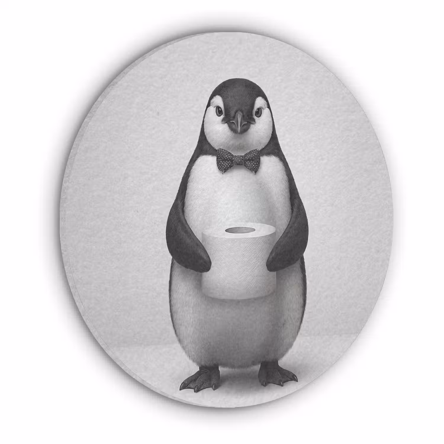 Pinguïn - WC rol - Wit Akoestische PET Vilt - Rond klein -3d
