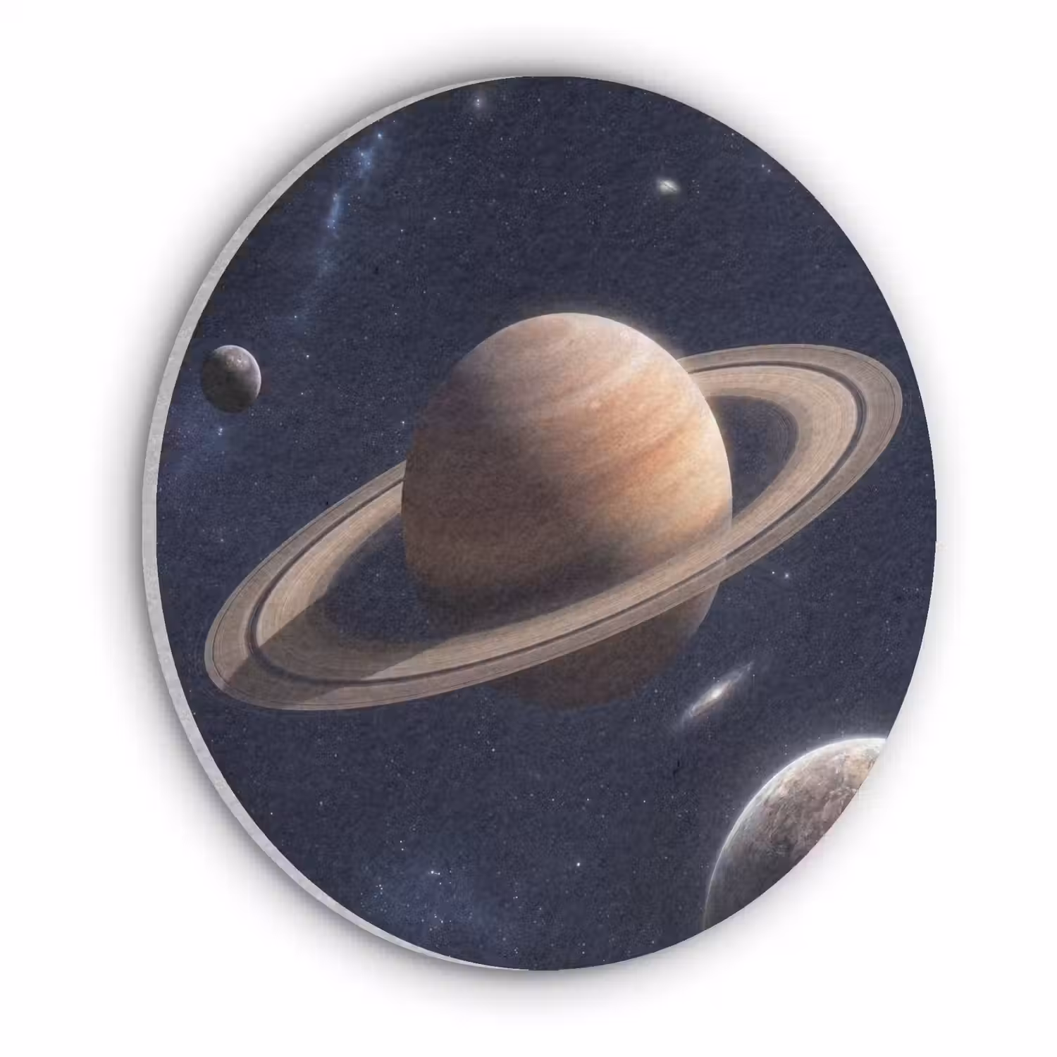 Planeten - Saturnus - Ruimte Akoestische PET Vilt - Rond klein -3d