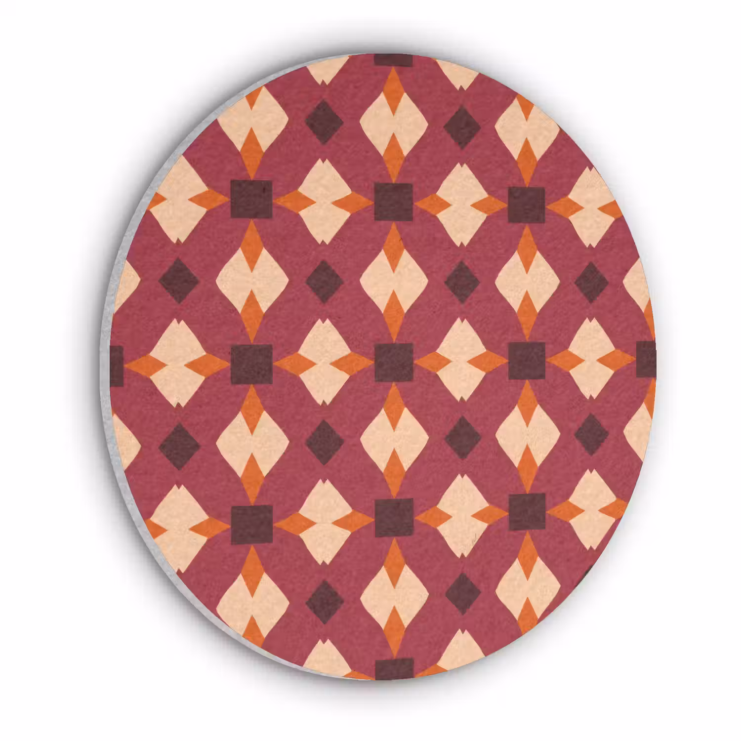 Retro - Patroon - Kleurrijk Akoestische PET Vilt - Rond klein 838 -3d