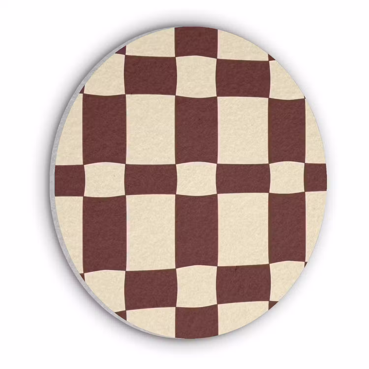 Retro - Patroon - Bruin Akoestische PET Vilt - Rond klein 838 -3d