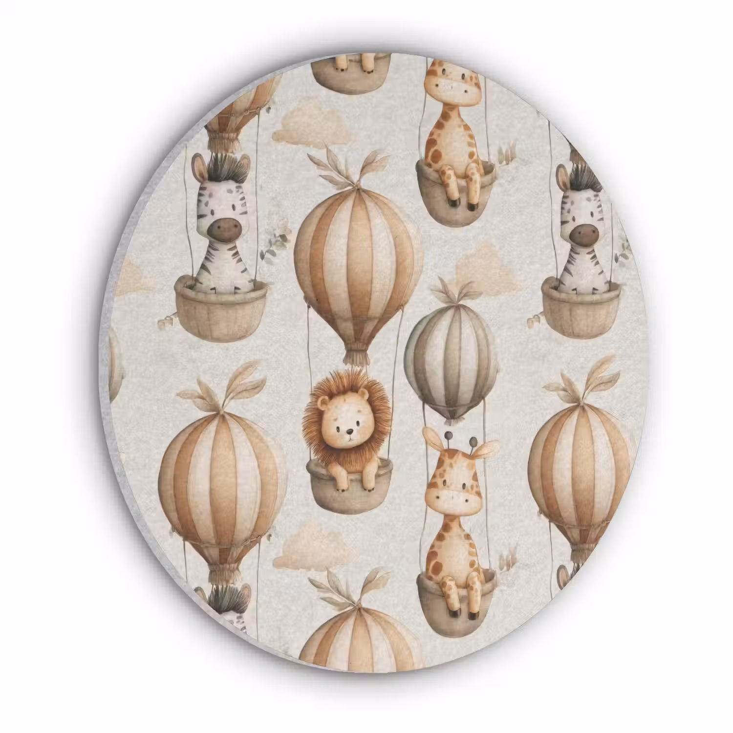 Safari - Luchtballonen - Taupe Akoestische PET Vilt - Rond klein 838 -3d