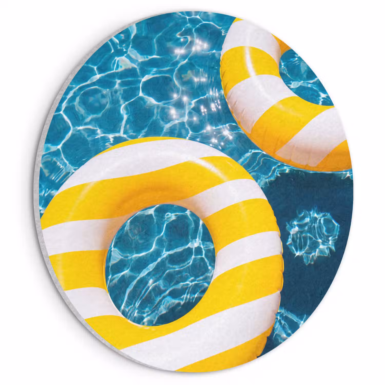 Zwembad - Zwembanden - Zomer - Geel - Blauw Akoestische PET Vilt - Rond klein -3d
