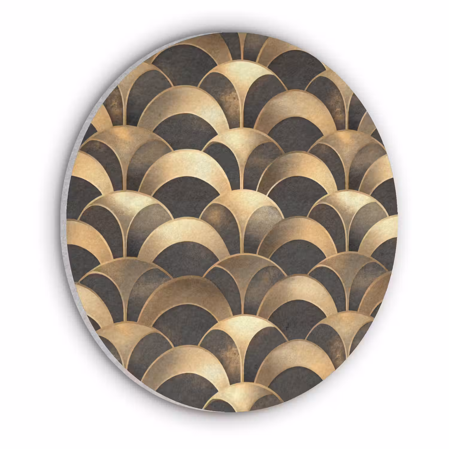 Schubben - Structuur - Goud Akoestische PET Vilt - Rond klein 838 -3d
