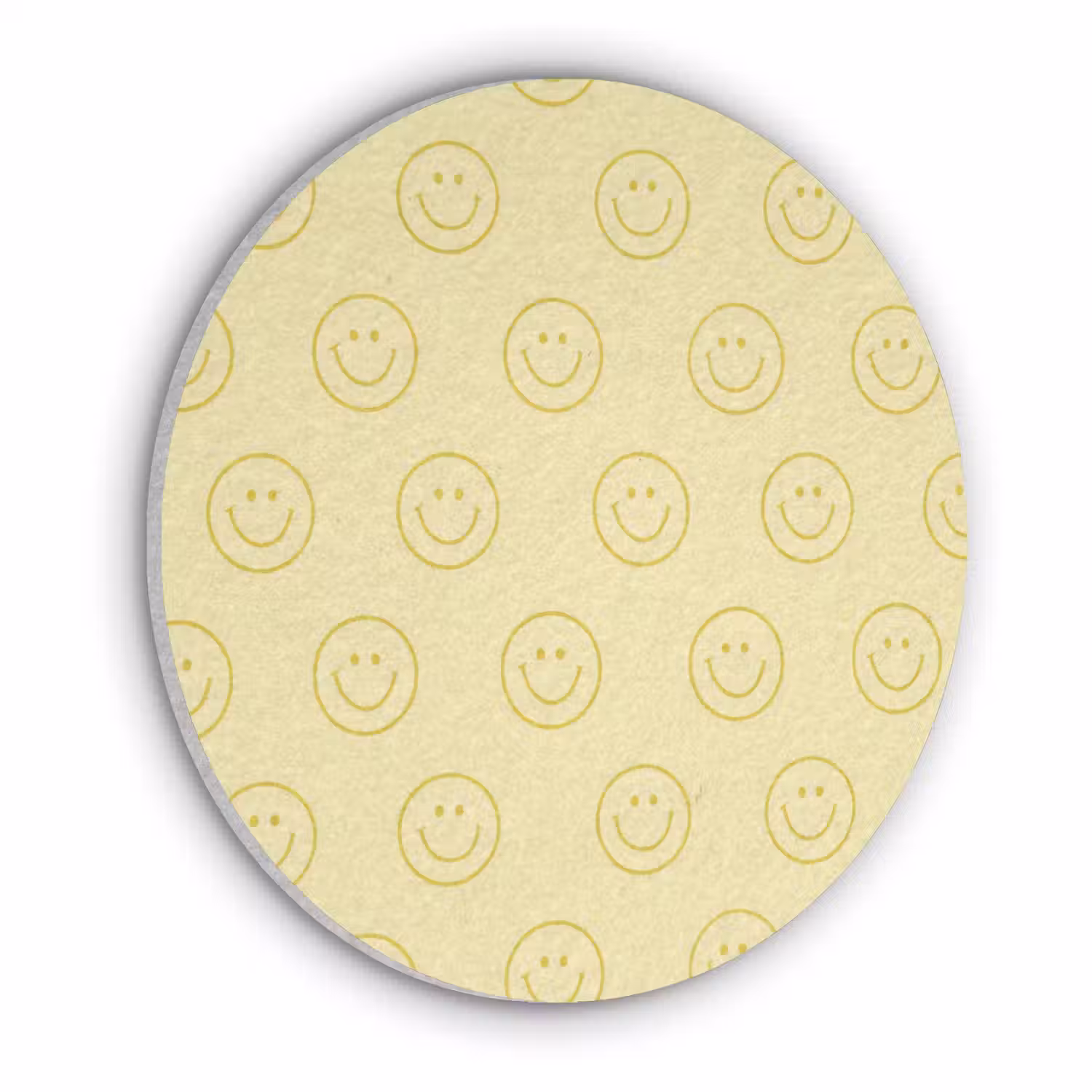Smileys - Patroon - Retro - Zachtgeel Akoestische PET Vilt - Rond klein 838 -3d