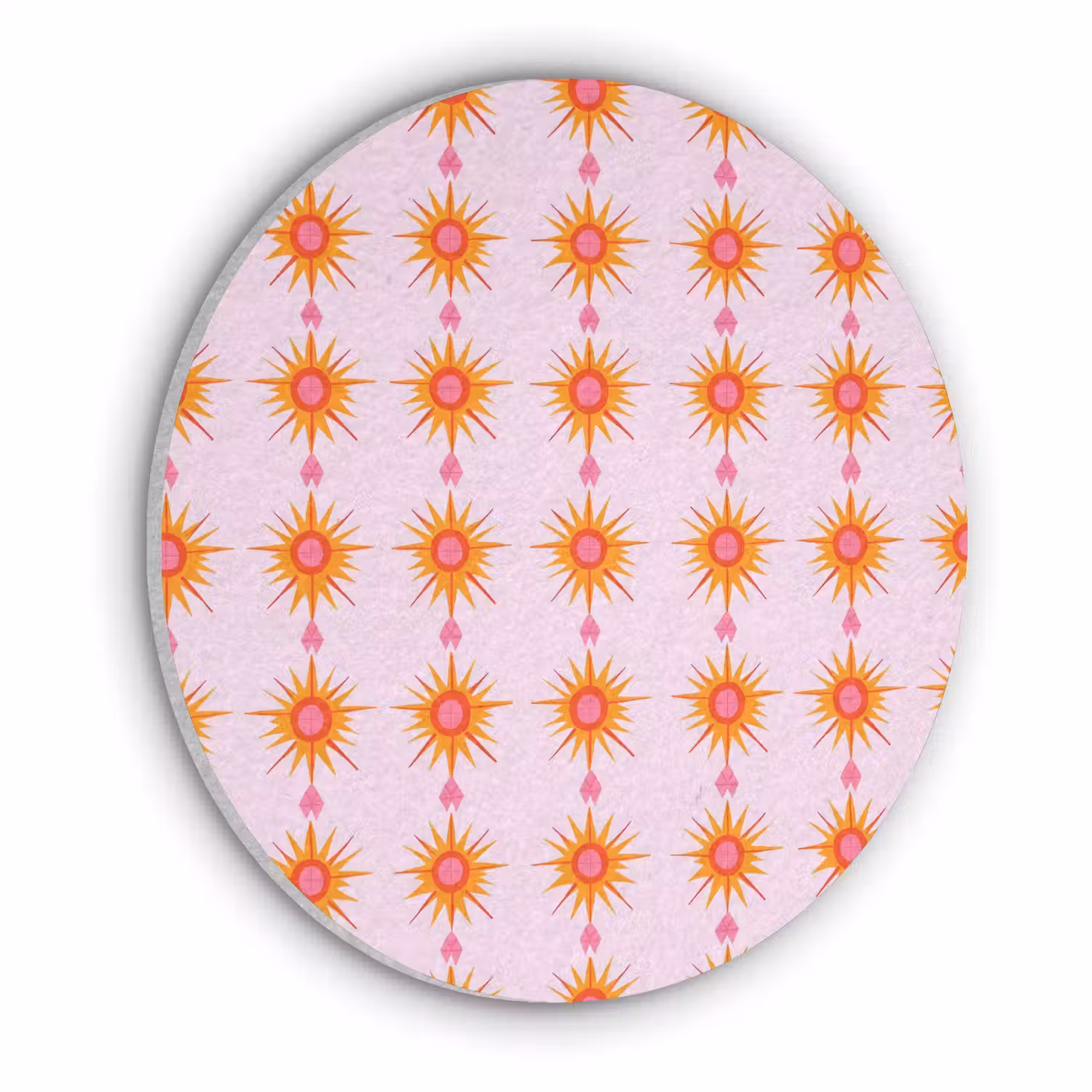 Zon - Motief - Roze Akoestische PET Vilt - Rond klein 838 -3d