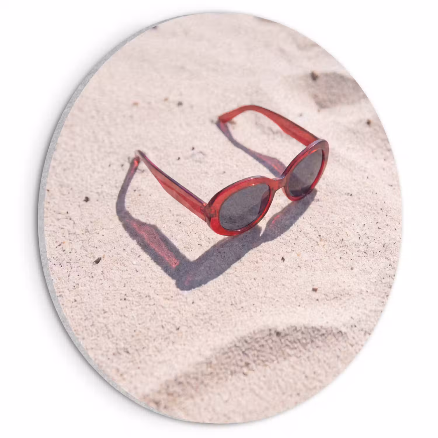 Zonnebril - Strand - Vakantie - Rood Akoestische PET Vilt - Rond klein -3d